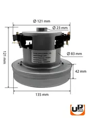Двигатель электрический UNITED PARTS для пылесоса d135мм, высота 121мм, 1600Вт, 30000 об/мин. (90-1399)