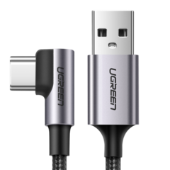 Кабель UGREEN Right Angle USB-A to USB-C Cable, 3м US284, черный