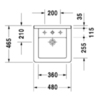 Duravit Starck 3 303480030 Раковина с перел., с 3 отв. под смес., глазуровка снизу, 480x465мм, цвет: Белый