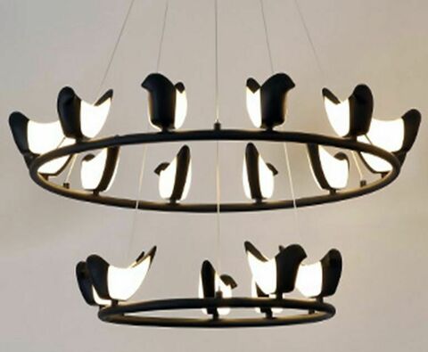 Люстра Creative Bird Chandelier черная 12+6R