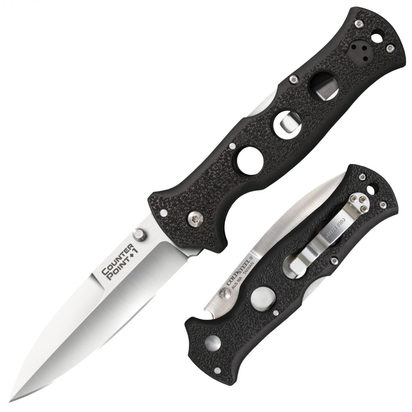 Нож складной Cold Steel Counter Point I, сталь AUS-10A, рукоять Griv-Ex, черный