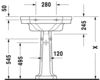 Duravit 4387000301 Раковина с перел., и 3 отв. под смес., 70х50х Н: 20.5см, цвет: Белый с покрытием WonderGliss