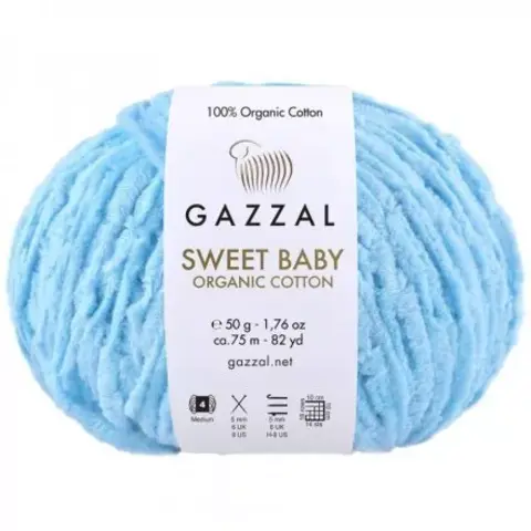 Пряжа Gazzal Sweet Baby Organic Cotton 2608 голубой