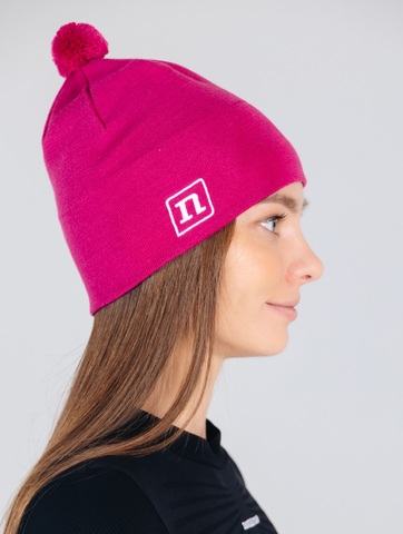Лыжная шапка с помпоном Noname XC Knit dark raspberry