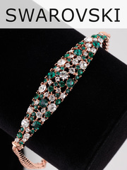 Браслет Россыпь из зеленых камней Swarovski