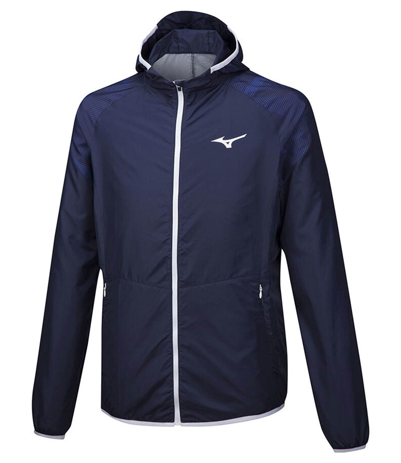 Mizuno Printed Hoody Jacket куртка для бега мужская темно-синяя