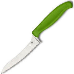 Фото Универсальный кухонный нож Spyderco Z-Cut SpyderEdge Offset Kitchen, сталь CTS - BD1 Alloy, рукоять зеленый полипропилен