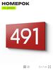 Номер на дверь 491, табличка на дверь для офиса, квартиры, кабинета, аудитории, склада, красная 120х70 мм, Айдентика Технолоджи