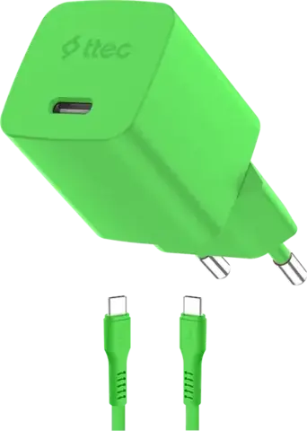 Зарядное устройство TTEC SmartCharger GAN 45W AVS PD Travel Fast Chargerс каб USB-C 1,2м, неоновый зеленый