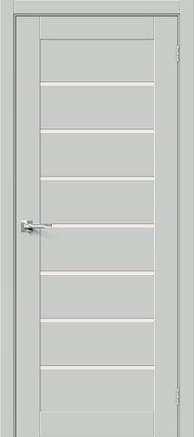 Межкомнатная дверь Браво-22 Magic Fog ПЭТ Grey Silk (cветло - серый матовый, без текстуры) светлые стекла