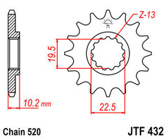 Звезда передняя JT JTF432.15 DR-Z400SM DR 200 DR-Z400