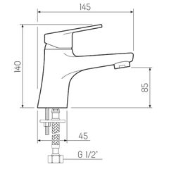 Смеситель для раковины, РМС, корот изл, с картриджем, хром, SL132-001F
