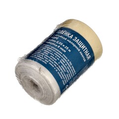 Пленка защитная с клейкой малярной лентой, прозрачная, HDPE, рулон 0,55х25м, толщина 8мкм (РемоКолор) 09-0-005