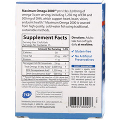 Carlson Labs, Maximum Omega 2000, Natural Lemon, 2,000 mg, 30 Softgels