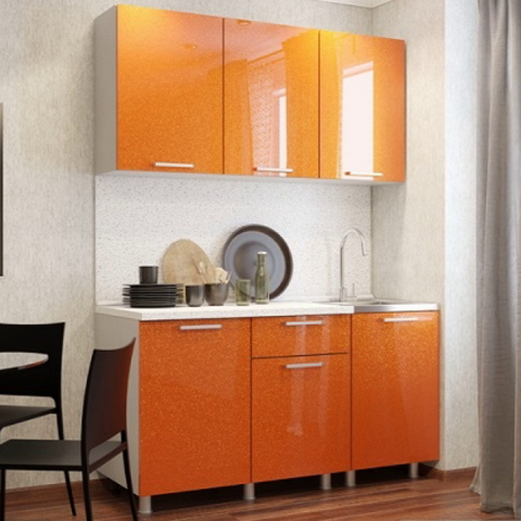 кухонный гарнитур БЛЕСТКИ ОРАНЖ 1,5 м