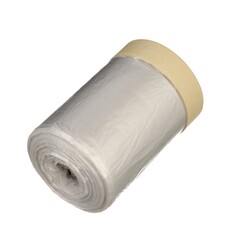 Пленка защитная с клейкой малярной лентой, прозрачная, HDPE, рулон 0,55х25м, толщина 8мкм (РемоКолор) 09-0-005