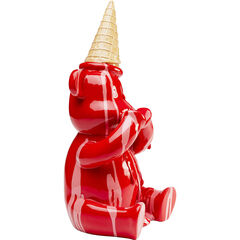 Фигура декоративная Sitting Gelato Bear «Сидячий мишка с мороженым» 37 см, Красный