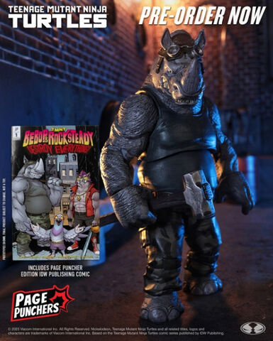 Фигурка Рокстеди с комиксом IDW Publishing Teenage Mutant Ninja Turtles: Bebop & Rocksteady