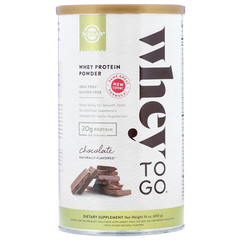 Solgar, Whey To Go, порошок сывороточного белка, шоколад, 16 унций (453,5 г)