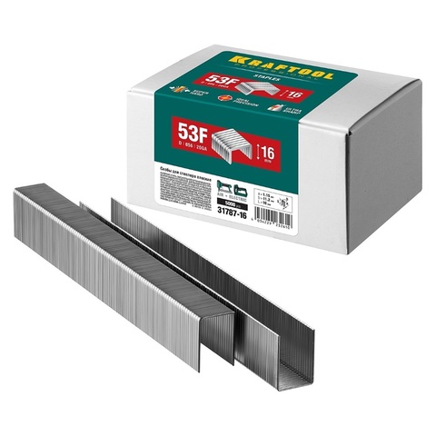 KRAFTOOL скобы тип 53F (D/056), 16 мм, калибр 23GA. 5000 шт (31787-16)