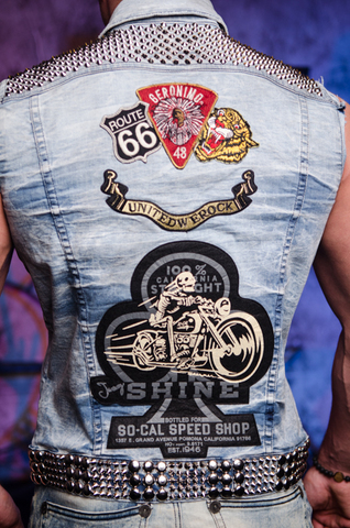 Robin's Jean | Жилет джинсовый мужской 5D DARK SOCAL PATCH D7325-B426 принт на спине