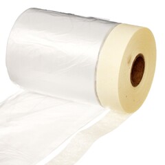 Пленка защитная с клейкой малярной лентой, прозрачная, HDPE, рулон 0,55х25м, толщина 8мкм (РемоКолор) 09-0-005