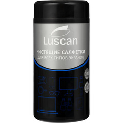 Салфетки влажные для экранов Luscan с антистатическим эффектом двойной плотности (100 штук в тубе)