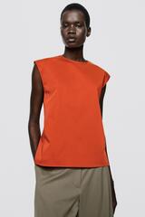 Massimo Dutti Топ из поплина из смесовой хлопковой ткани - Limited Edition, цвет жженого апельсина