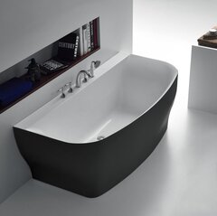 BelBagno BB74-NERO-W0 Пристенная акриловая ванна в комплекте со сливом (донным клапаном), цвет: чёрный фото