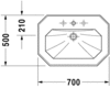 Duravit 4387000301 Раковина с перел., и 3 отв. под смес., 70х50х Н: 20.5см, цвет: Белый с покрытием WonderGliss