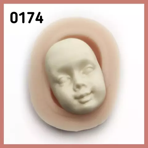 0174 Молд силиконовый. Настенька (большая). Лицо детское. Молд для изготовления куклы (ватной игрушки)