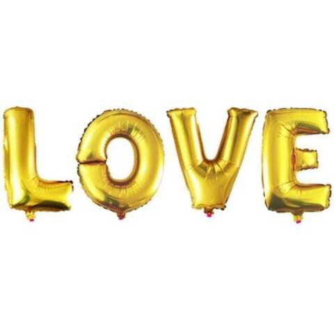 Шар К Надпись, Love, Золото, 16