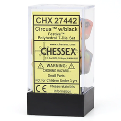 Chessex 7-dice set Festive - Circus/Black