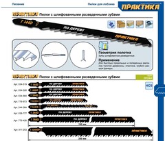Пилки для лобзика по дереву, ДСП ПРАКТИКА тип T1044DP 250 х 225 мм, быстрый рез, шаг 4мм,  (911-253)