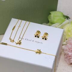 Серьги пусеты клевер VCA качество yellow/white/rose VGOLD