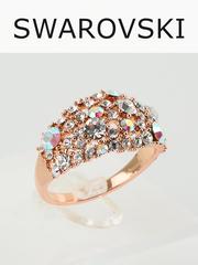 Кольцо Россыпь из белых камней-хамелеонов Swarovski