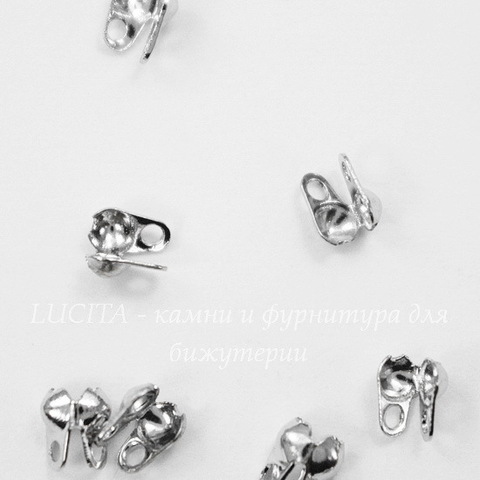 Концевик для маскировки узелка 4х3 мм, (цвет - никель), 20 штук