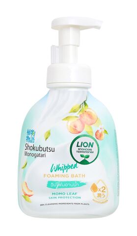 LION Thailand Shokubutsu Гель-пена для душа с экстрактом листьев Момо, 450 мл