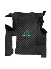 Ковры MAN TGX (автомат, механика) (экокожа, черный, черный кант, зеленая вышивка)