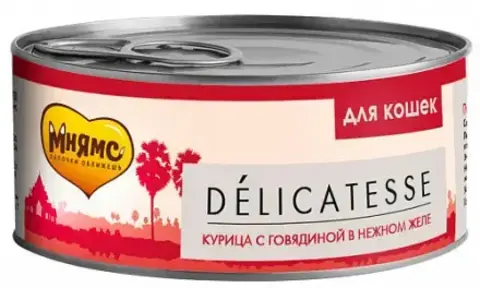 Мнямс лакомство для кошек курица с говядиной в нежном желе 70 г