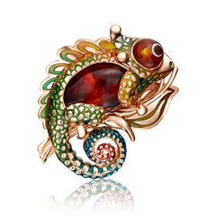 brosh-hameleon-iz-zolota-585-proby-s-yantaryom-i-ehmalyu