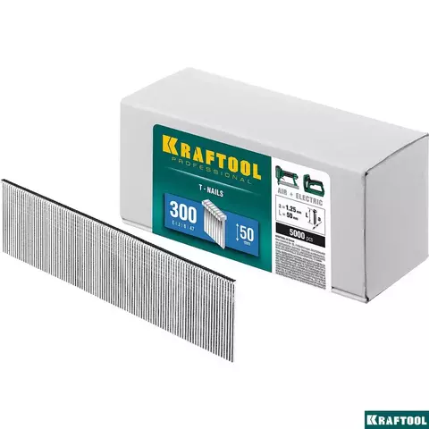 KRAFTOOL гвозди тип 300 (47/J/ F), 50 мм, калибр 18GA. 5000 шт (31785-50)