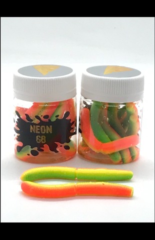 NEON 68 D WORM длина 67 мм в банке 7 шт ЦВЕТ(ОРАНЖ-ЛИМОН-ЗЕЛ) DW0  СЫР продажа от 2шт