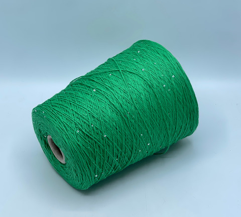 Бобинная пряжа, Cotone Paillettes, 450м, 97% Хлопок, 3% Полиэстер(пайетка), Светло-зеленый. 40715