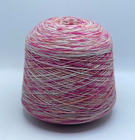 Бобинная пряжа (пр.Италия).Calzetteria 100, 350м/100гр, 100%Меринос, цвет-Розовый мультиколор, арт.21201