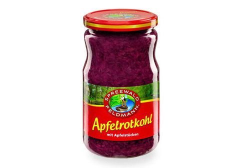Капуста квашенная краснокочанная с яблоком Spreewald Feldmann, 720мл
