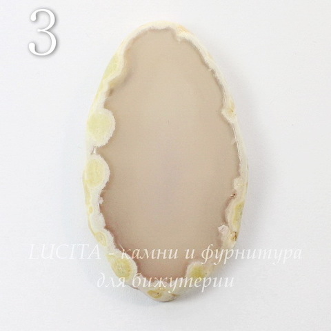 Срез Агата без отверстия (тониров), цвет - серый, 54-64 мм (№3 (54х32 мм))