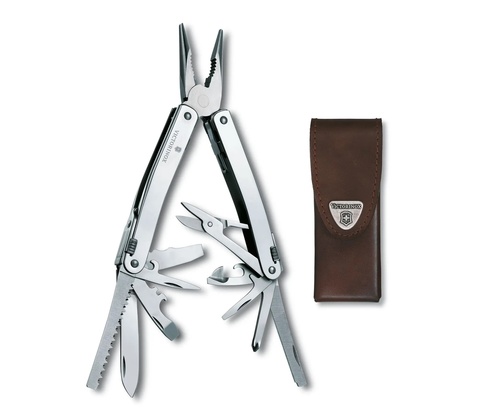 Мультитул Victorinox SwissTool Spirit X Plus, 105 mm, 35 функций, кожаный чехол (3.0235.L)