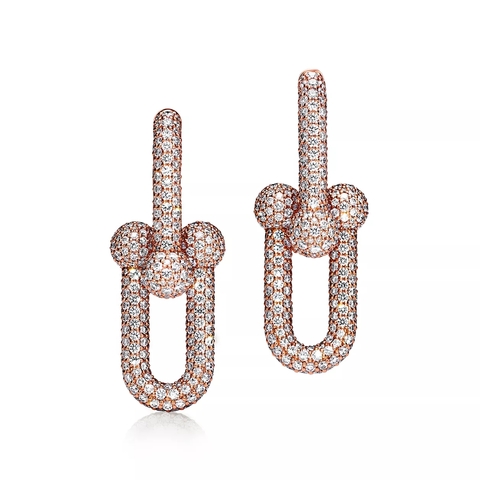 Серьги из розового золота 18k с бриллиантами, Tiffany 💠Hard Wear Large