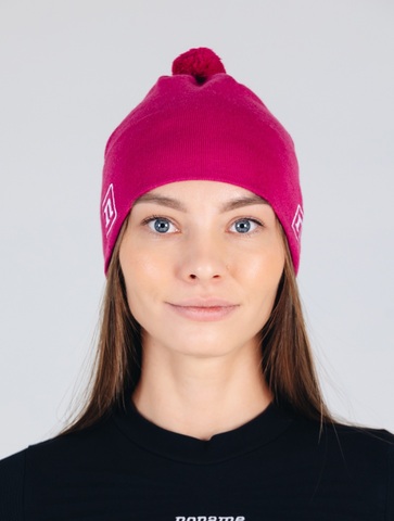 Лыжная шапка с помпоном Noname XC Knit dark raspberry